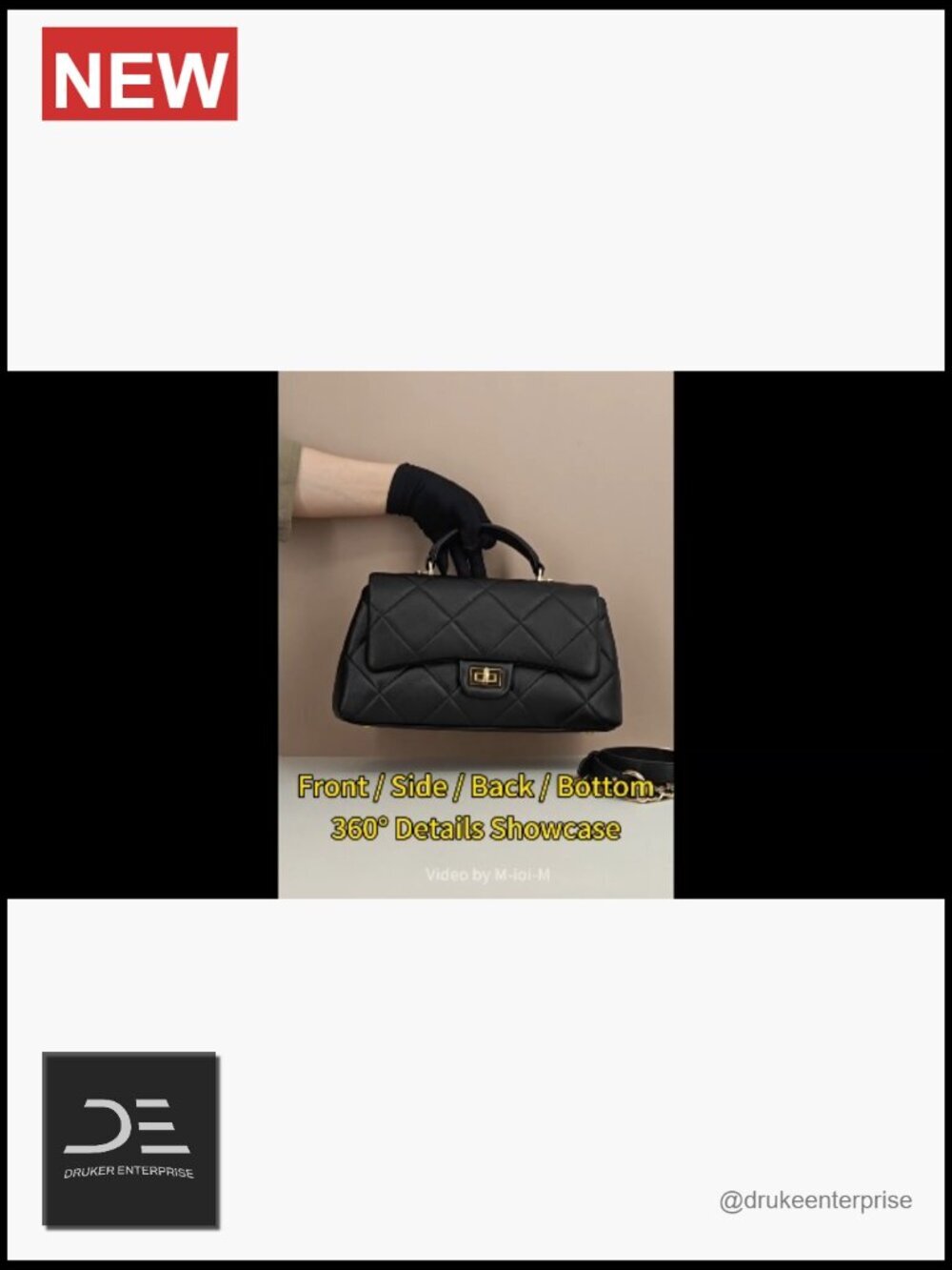 Quilted Leather Crossbody Bag with Detachable Chain Strap, Top Handle Flap Purse - Picture 7 of 7